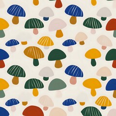 Mushroom Illustration Seamless Pattern