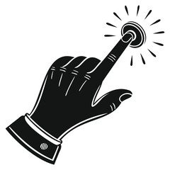 Black finger click icon with motion lines