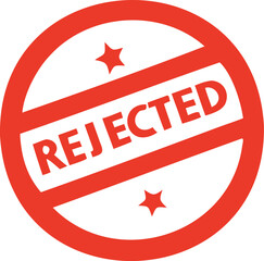 Red rejected stamp icon with grunge texture