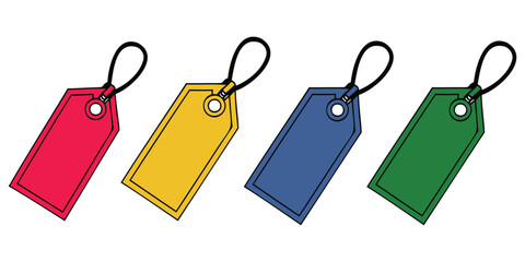  Colorful price tags icon set with strings