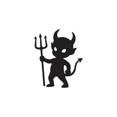 Little Devil with Trident Silhouette