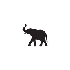 Elephant Silhouette with Raised Trunk