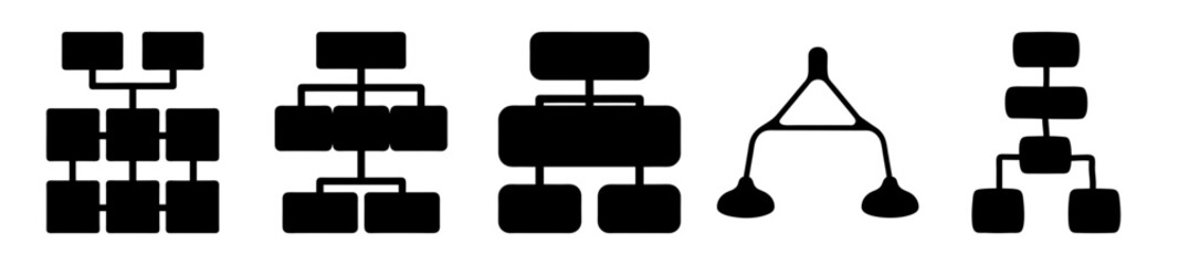 Black and White Organization Chart Structure Diagrams, Hierarchy Charts, Flowchart