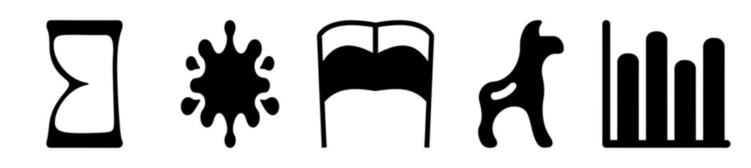 A Collection of Silhouettes Showing Time, Spill, Bed, Horse and Bars