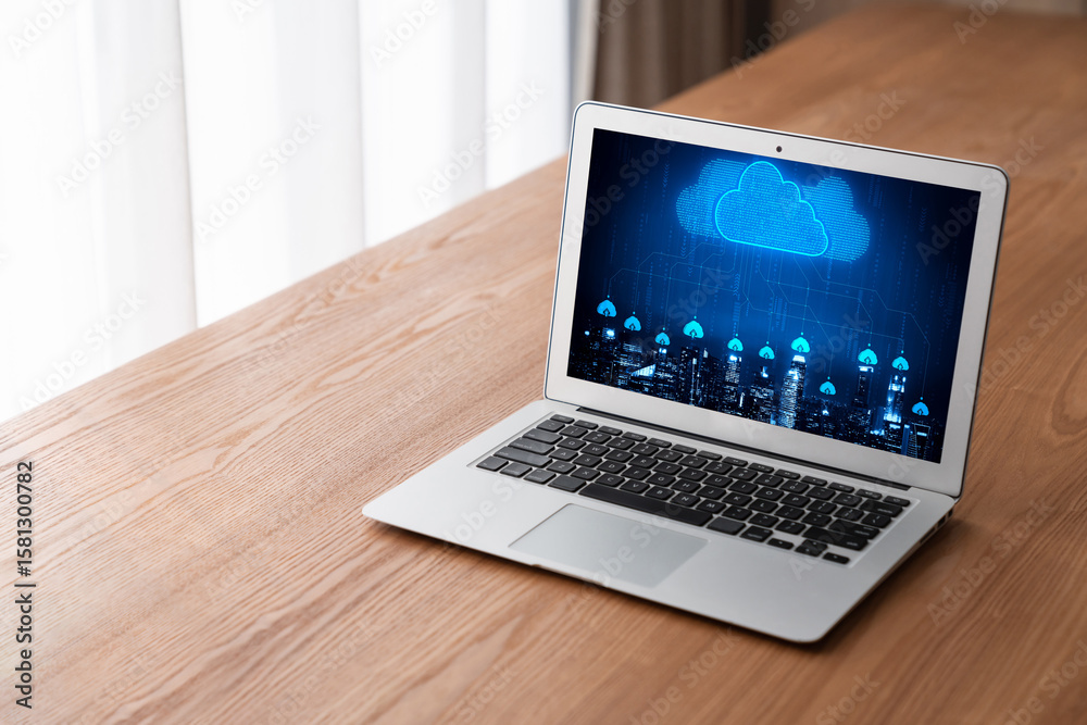 Poster cloud computing software for modish remote work and personal data storage