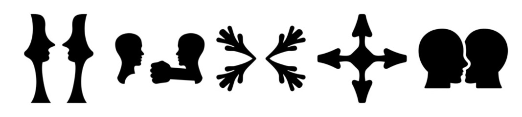 Black and White Abstract Graphics with Conceptual Shapes and Silhouettes