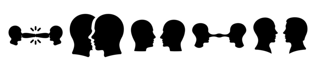 Abstract Human Communication Illustrating Connection and Disconnection of Mindsets