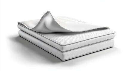 Stacked white mattresses with protective cover showing soft texture and modern clean bedding design for home comfort, Generative AI