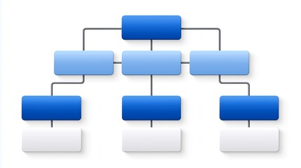 Abstract blue and white organizational chart representing hierarchical company structure and professional management planning layout, Generative AI