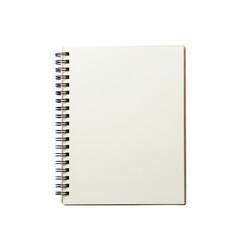 A blank spiral notebook with white pages is isolated on transparent background, ready for your notes, sketches, or creative ideas