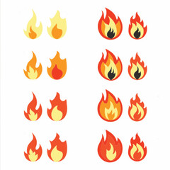 icon set Fire flame logo vector illustration design template. vector fire flames sign illustration isolated. fire icon