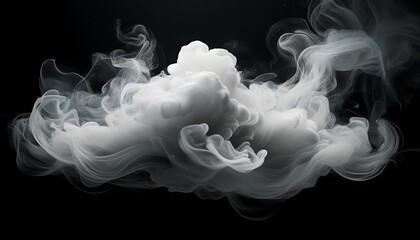 Fototapeta premium white smoke cloud is floating on black background