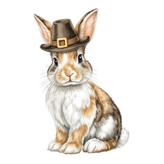 Obraz premium Cute rabbit wearing a hat poses for a whimsical portrait in a cheerful setting