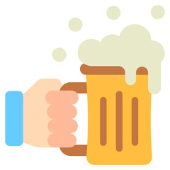 Beer Glass flat color icon, mini illustration for relaxation, party, pubs and bars UI, UX kit, app and web development, digital or print.