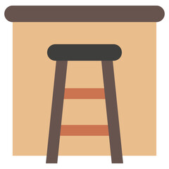 Stool flat color icon, mini illustration for relaxation, party, pubs and bars UI, UX kit, app and web development, digital or print.