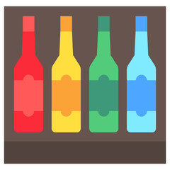 Liquor Shelf flat color icon, mini illustration for relaxation, party, pubs and bars UI, UX kit, app and web development, digital or print.