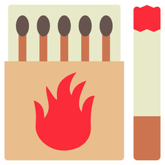 Match Box flat color icon, mini illustration for relaxation, party, pubs and bars UI, UX kit, app and web development, digital or print.