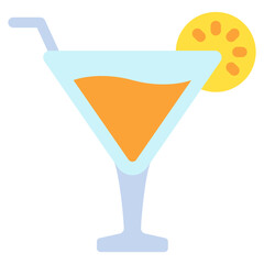 Martini flat color icon, mini illustration for relaxation, party, pubs and bars UI, UX kit, app and web development, digital or print.