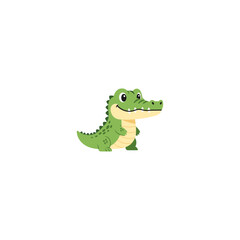 Cute crocodile icon logo flat vector design