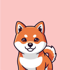 Cute Shiba Inu Dog icon logo flat vector design