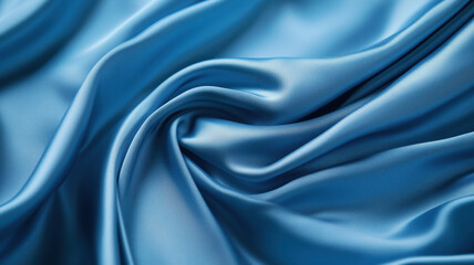 Fototapeta premium Smooth blue satin fabric with elegant draping and soft texture for fashion design.