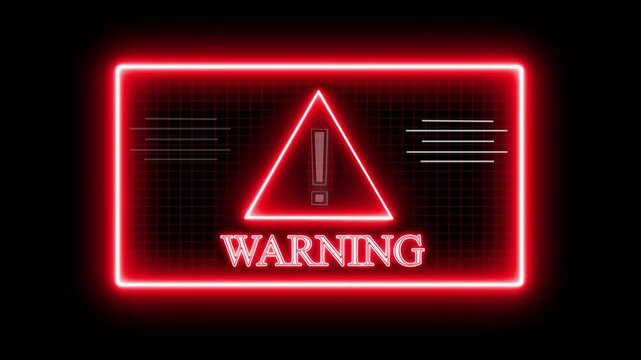 Glowing neon warning security breach computer hacking warning message hacked alert Business server show security hacked alert warning sign.computer screen with programming code and an alert message 