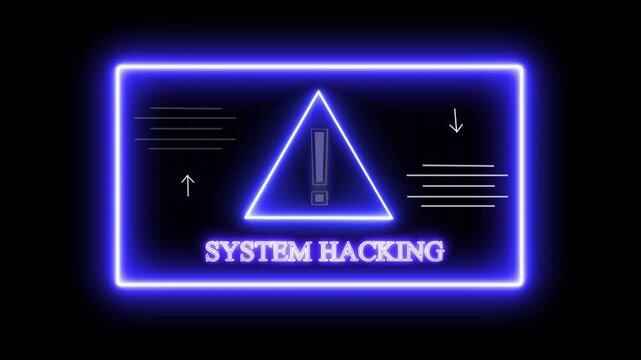 Neon line Hacker access private confidential database, Cyber attack data.Cyber hacked security breach computer hacking warning message hacked alert Business server show security hacked alert warning!
