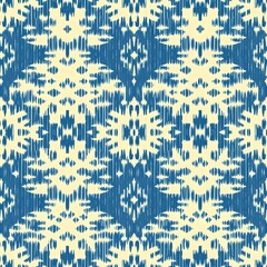 Seamless Indigo Ikat Tribal Fabric Pattern