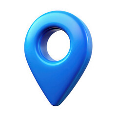 Glossy blue location pin icon isolated on transparent background