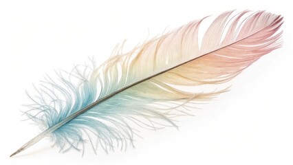 Obraz premium Elegant Feather Detail A Delicate Plume on White, Symbolizing Lightness and Grace, captured with High Resolution for artistic design and peaceful backgrounds