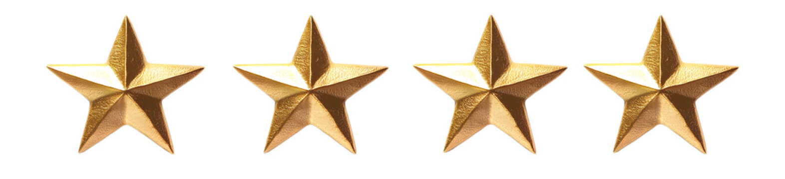 Four gold stars are arranged in a row