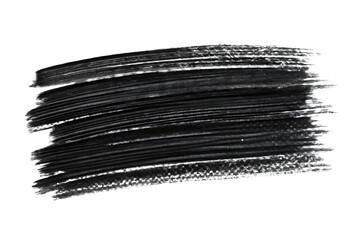 Black ink brush stroke with textured lines and rough edges isolated on a transparent background image