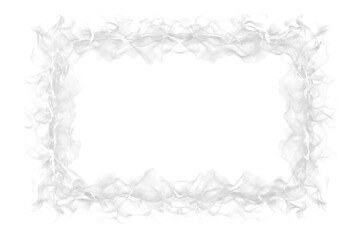 White smoke or vapor forming a rectangular frame with wispy edges isolated on a transparent background
