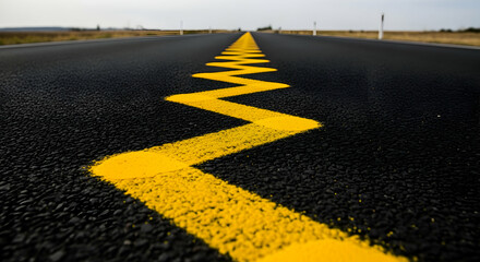 Road Zigzag Line Marking Guiding Transportation Route Travel Adventure
