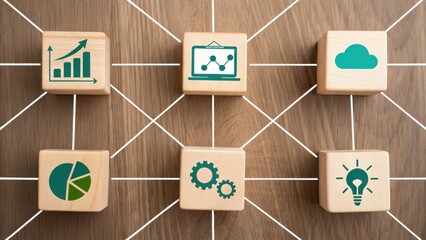 Global social network connection concept with people, business, and technology icons