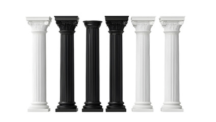 The six pillars are all white and black