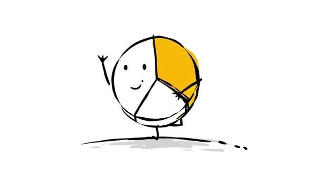 Friendly Pie Chart Character Running Animation