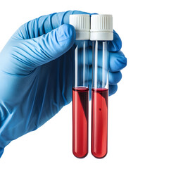 A person is holding two tubes of blood