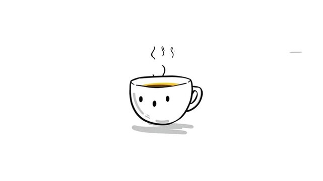 Cute Coffee Cup Character Animated Sketch