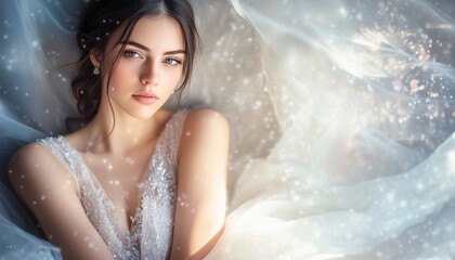 Stunning Portrait Of An Elegant Woman In A Radiant White Gown Depicts The Beauty Of A Woman In A Striking White Dress.