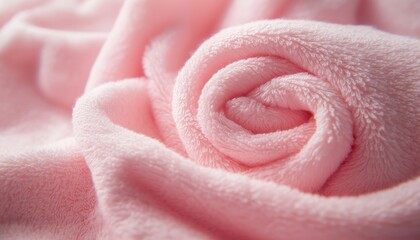 Soft Pastel Pink Rose Fabric With Gentle Waves And Folds, Featuring The Ile Ure Pattern. Rose Terry Cloth Towel With Soft Folds.