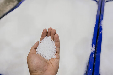 White polyethylene granules in box
