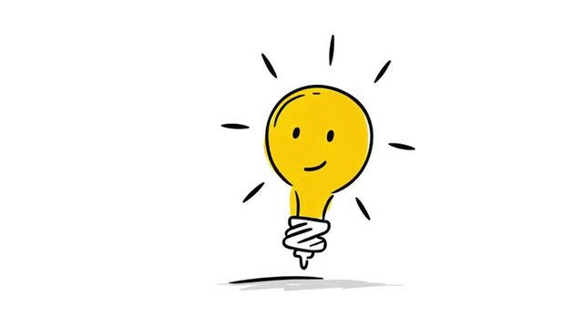 Simple Bright Light Bulb Icon Sketch Animation