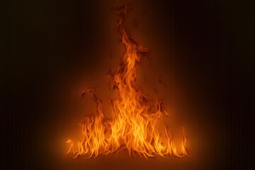 Fototapeta premium Realistic Fire Flames on Dark Background