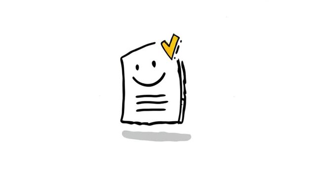 Happy Paper Document Character With Tick Mark