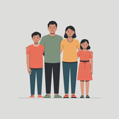 Obraz premium Family illustration parents with children togetherness love bonding happiness