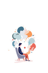 Conversation, Question, Problem, Solution, Personality, Therapy, Psychotherapy, Psychology, Thoughts, Mind, Brain, Emotional Intelligence, Mental Health, Vector, Artwork