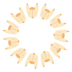 Autumn fashion vector with round knitted sweater border. Hand drawn illustration for posters and online content