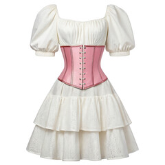 Dress with pink corset and white skirt isolated on transparent background