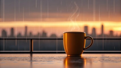 cup of coffee on the beach